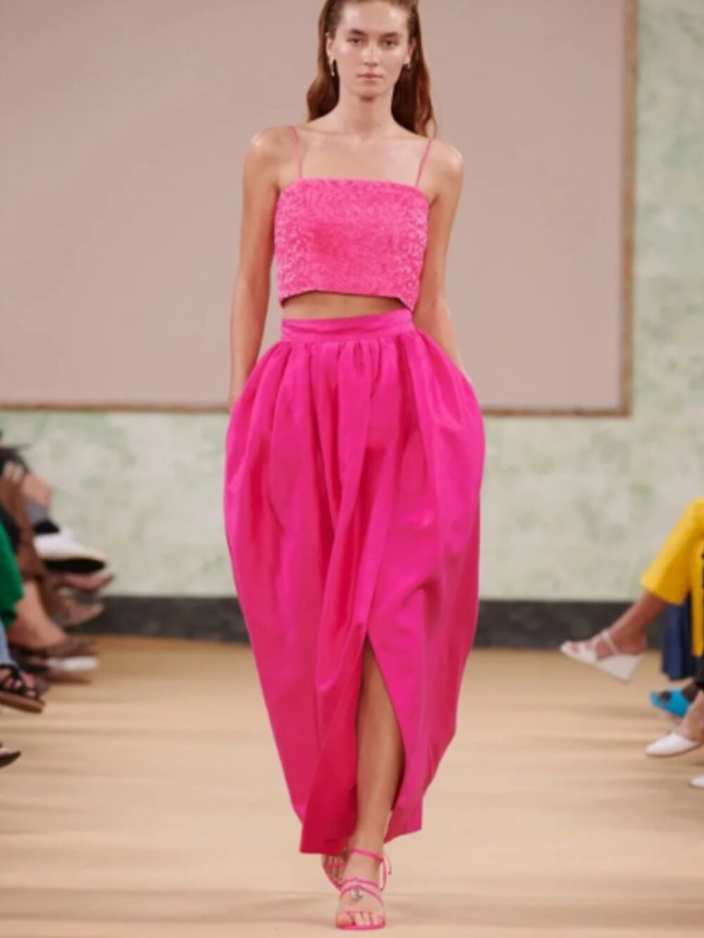 Aje Evelyn Sequin Crop Top in Rouge Pink Runway Feature NWOT